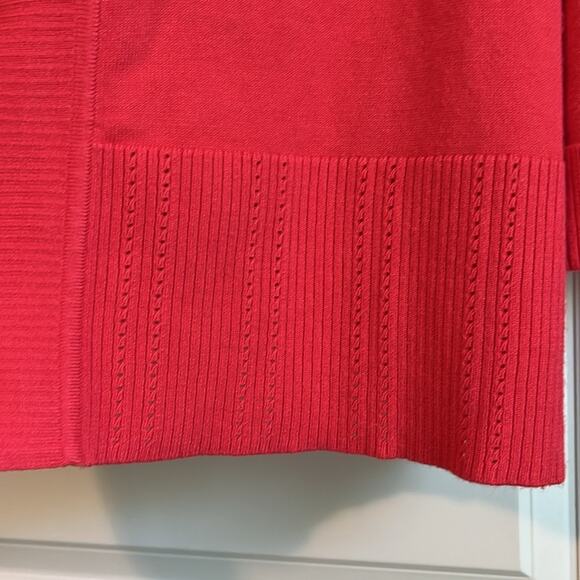Avenue 3/4 Sleeve Open Front Coral Color Cardigan Seeater - Picture 4 of 11